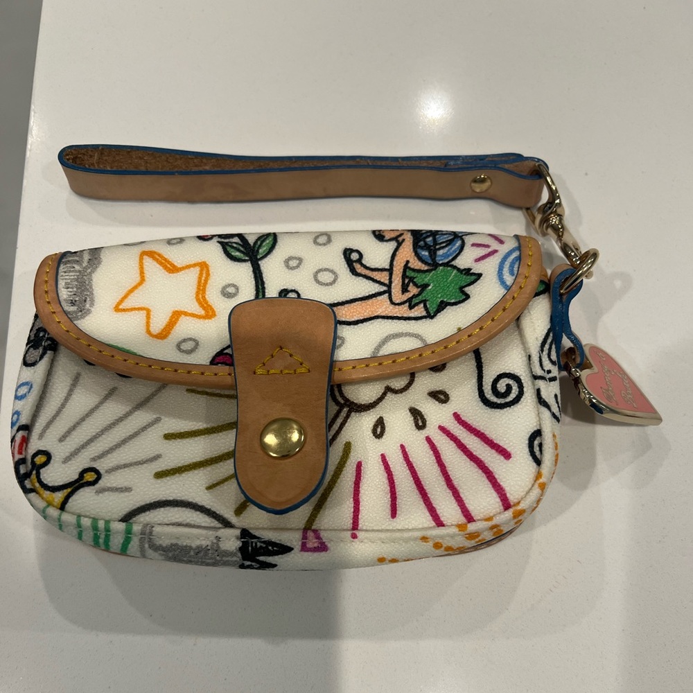 Dooney & Bourke Disney wristlet clutch white sketch tinkerbell